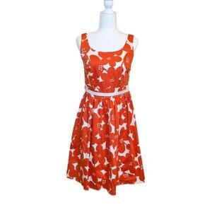 Boden Marilyn Orange White Floral Altered Dress Size 6